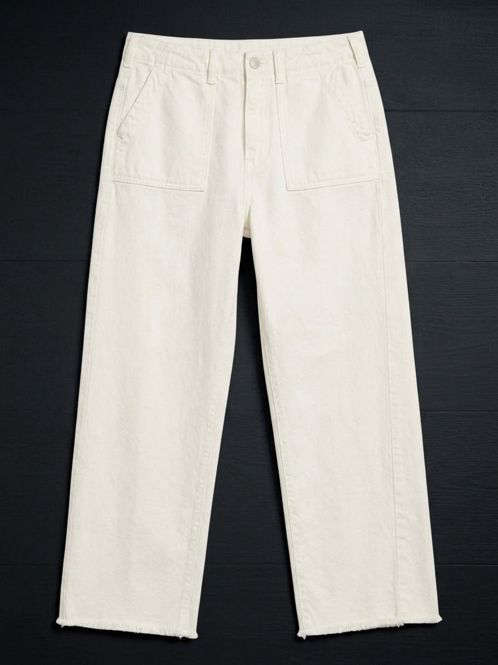 The Great. Womens Cream White Cotton Canvas Utility Pants Raw Hem Size 26